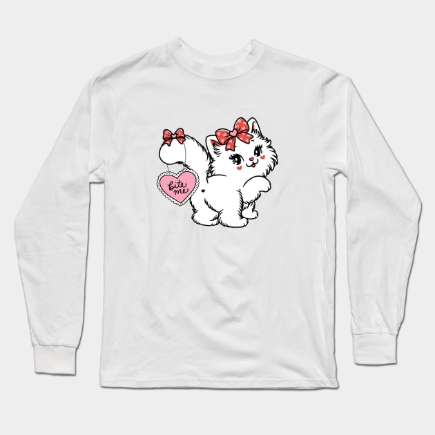 bite me sassy kitty cat Long Sleeve T-Shirt by moonstruck crystals